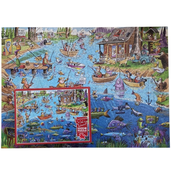 Cobble Hill DoodleTown: Gone Fishing 1000 Piece Jigsaw Puzzle - Picture 7 of 7